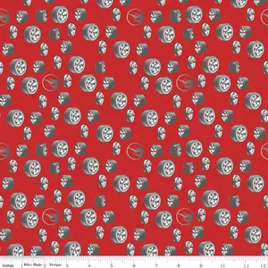 Hot Wheels Classic Tires Red Cotton Fabric