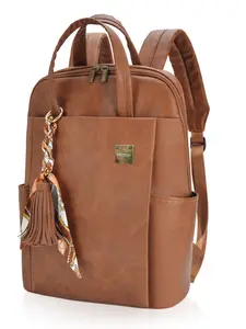 Women's 15.6-Inch PU Leather Backpack, Lightweight Business Travel Bag, Casual Solid Pattern, All Seasons, Ideal for Laptops, Daily Work Backpack, Classic Backpack