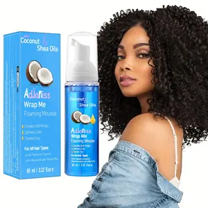 Adjaniss Foam Mousse 60ML with Coconut Oil and Shea Butter, Soft Wrap Styling for Curly Hair, Smooths Frizz, Frizz Control, Suitable for All Hair Types