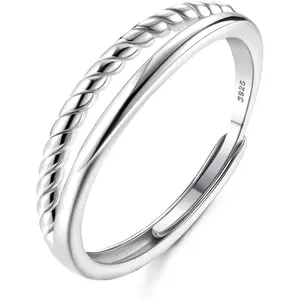 MILACOLATO 925 Sterling Silver Ring for Women Adjustable Thumb Rings Stacking Twist Band Ring Promise Ring Eternity Wedding Ring Engagement Rings Rose Gold Silver Gold Rings for Women Girls, Hypoallergenic Jewelry, Open Adjustable summerwins