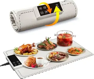 Warming Mat for Food, 6-Temp Electric Warmer (122~212°F), 250W Low Energy, Auto Shut-Off & Child Safety Lock, Portable Roll Up Food Warmer for Holiday Parties & Buffets