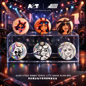 Alien Stage Rabbit Series Badge Blind Box (6pcs Set) – Official Anime Pins, Cute Kawaii Collectible Badges for Fans & Collectors