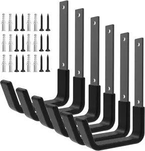 Heavy Duty Utility Hooks for Wall Mount, Garage Wall Hooks, Multi-Use Hose, , Ladder, Chainsaw & Leaf Blower Hanger - 6 Medium (6 M)