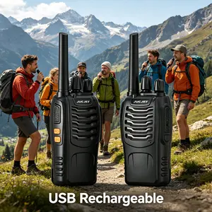 JUCJET H888S Walkie Talkies 2 Pack 16CH with Type-C Charging Station & Earpieces, Rechargeable UHF Two Way Radios for Camping Hiking Work Audio transceiver walky