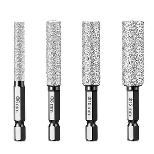 SnapFixMate Diamond Grit Dual-Purpose Drill Bit – High-Density Grit for Drilling & Sanding Tile/Ceramic/Glass, Hex Shank Non-Slip Design, Cooling Wax Lubrication, No Water Needed (1/4 5/16 3/8 1/2 4Pcs)TikTokShopBlackFriday fathersdaygift
