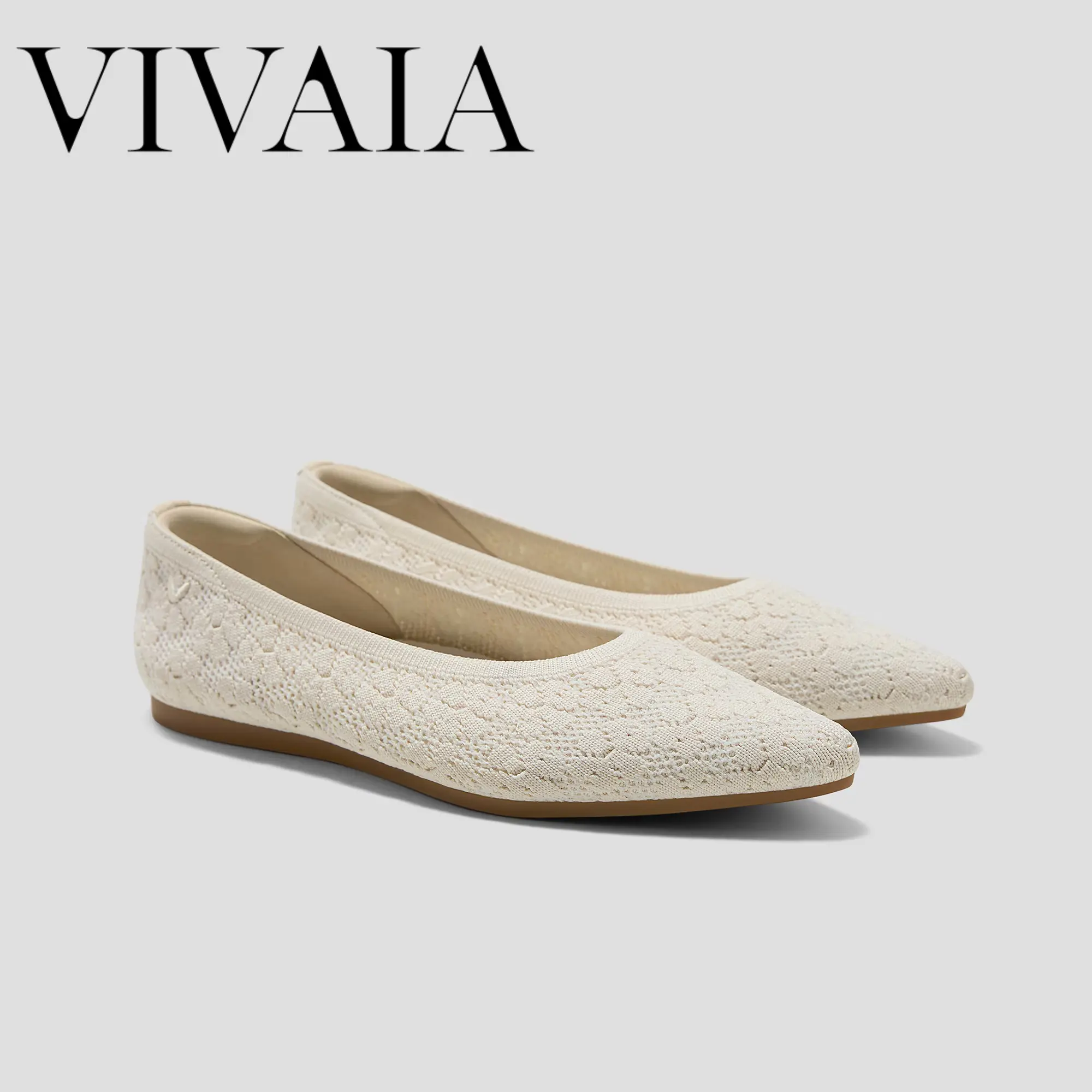 VIVAIA Women's Pointed-Toe Knit Ballet Flats,  Wedding Flats, Wedding Bride Shoes, Wide Feet Friendly With Herbal Arch Support Water-Repellent,Machine Washable, Zero Break-in Elegant Work / Daily Commute / Travel (Aria 5°) summer outfits