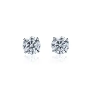 Round Moissanite Solitaire Earrings (6–8mm, Approx. 1.65–3.20CT Total) – 925 Sterling Silver Screw Back