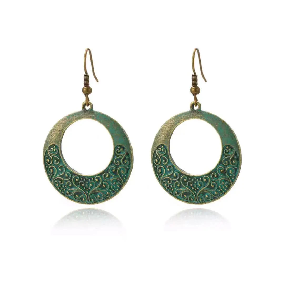 S3574 Round Hollow Earrings