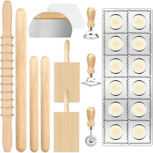 12 Pcs Pasta Making Tools Set Kit Includes Wooden Pasta Roller Pasta Making Accessories
