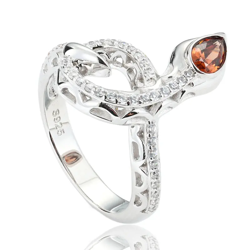 【#R484】Snake Ring UCCIYO S925 Sterling Silver Synthetic Moissanite Ring for Women Men Hip Hop Jewelry Gift