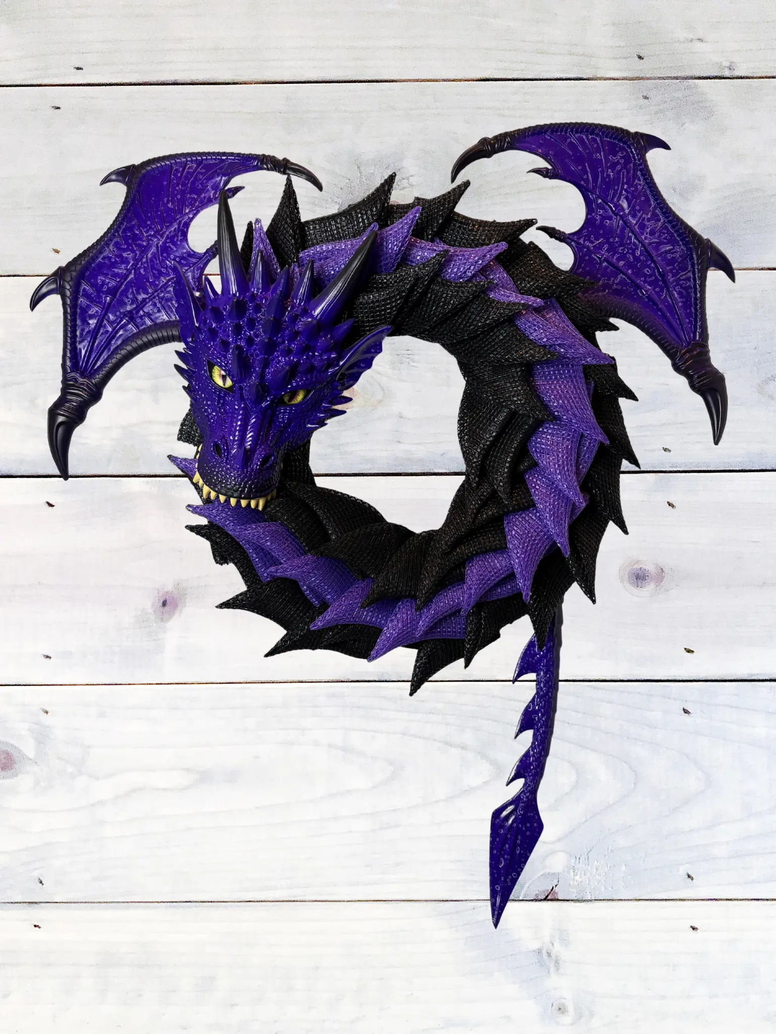 Purple-Dragon-Wreath-Fantasy-Home-Decor-Mythical-Creature-Door-Hanger-Mesh-Wreath