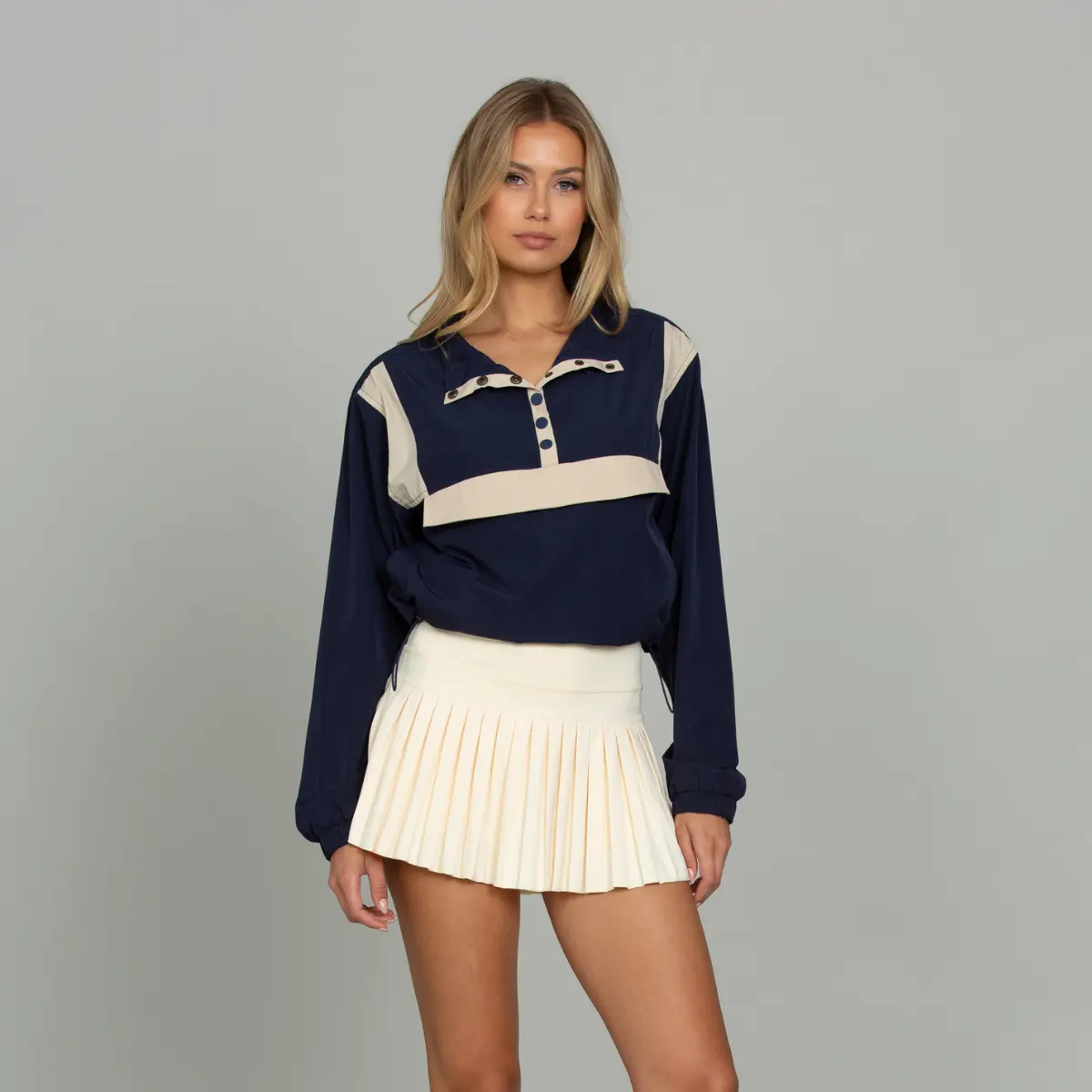 Vintage Navy AirGlyde Cropped Windbreaker Pocket Adjustable Vintage Navy AirGlyde Cropped Windbreaker Pocket Adjustable