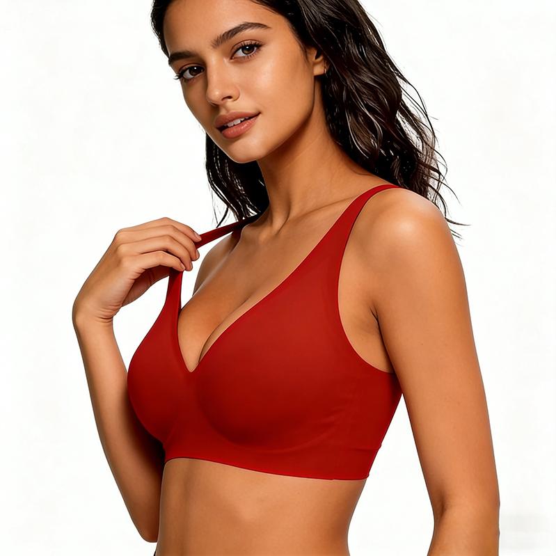 Leopard Jelly Wireless Push Up Bra - SeamlessDeep V Bralette for Women | Comfy T-Shirt Brafor Everyday Wear