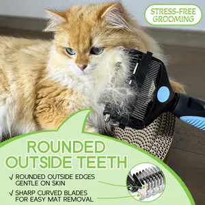 3 in 1 Pet Grooming Comb, Upgraded Version, New Improved Dog Cat Deshedding Brush, Remove Loose Fur Fast, Detangling Thinning Tool, No Pull No Pain, Stainless Steel Blades, Easy Grooming Pet Hair Comb