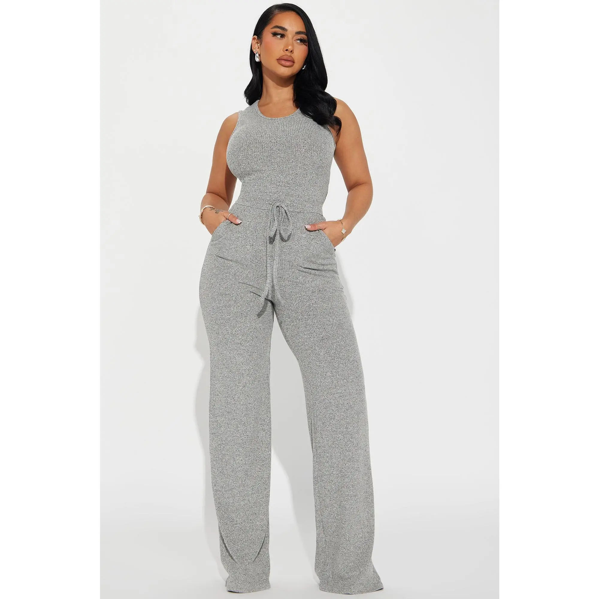 Express Your Style Jumpsuit - Heather Grey