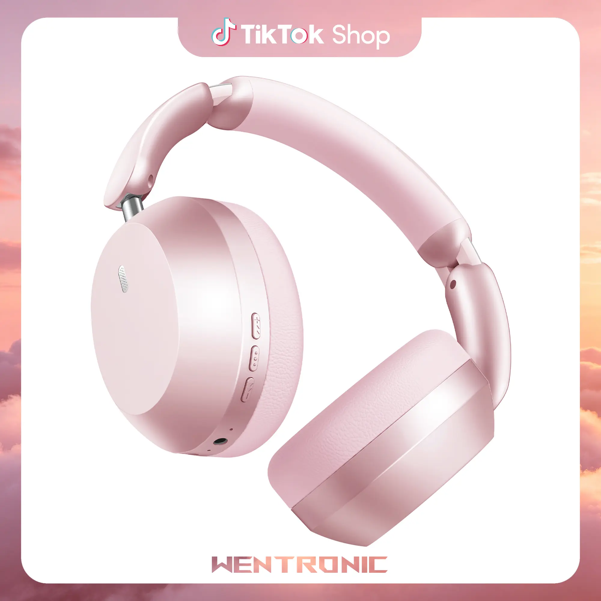 WENTRONIC Y04 Active Noise Cancelling Over-Ear Headset - Folding Wireless Bluetooth Audio Device, 48H Playtime, Hi-Fi Sound, Soft Ear Cushions, 3.5mm Port, Mobile Compatible for Travel, Work