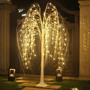 6FT Lighted Willow Tree, 6FT  Weeping Willow Tree with Warm White Fairy Lights for Outdoor Indoor Decor, Twig Tree Wedding Festival Home Garden Party Decoration