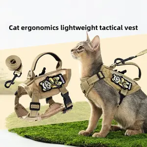 Cat Tactical Harness & Leash Set Escape-Proof Adjustable Vest for Outdoor Walking Ergonomics Lightweight Design wlw harness velcro  pets  collection molle system furee zaracinnamoroll  thebengal