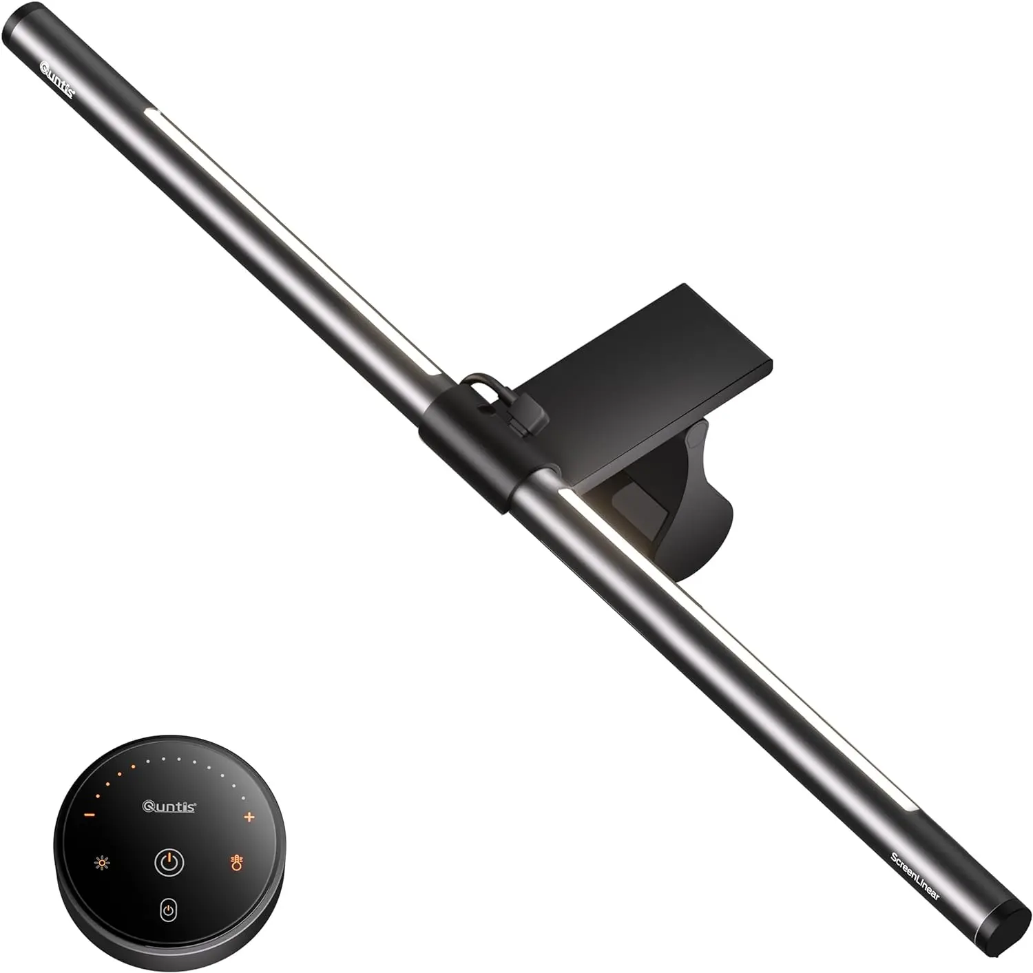 Quntis Monitor Light Bar with Remote, 20.1in Dual LED Indoor Desk Lamp, Aluminum Eye Care Hood, 3 Lighting Modes, 84 LED Beads, AC Power, Flicker-Free Uniform Illumination, Front & Back Light Sources, Fits All Screens, ML215