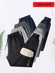 Men's Fleece Lined Windproof Pants, Warm Outdoor Sports Long Trousers, Casual Daily Wear, Fall & Winter Fashion, Comfortable and Stylish, Outdoor Training Pants