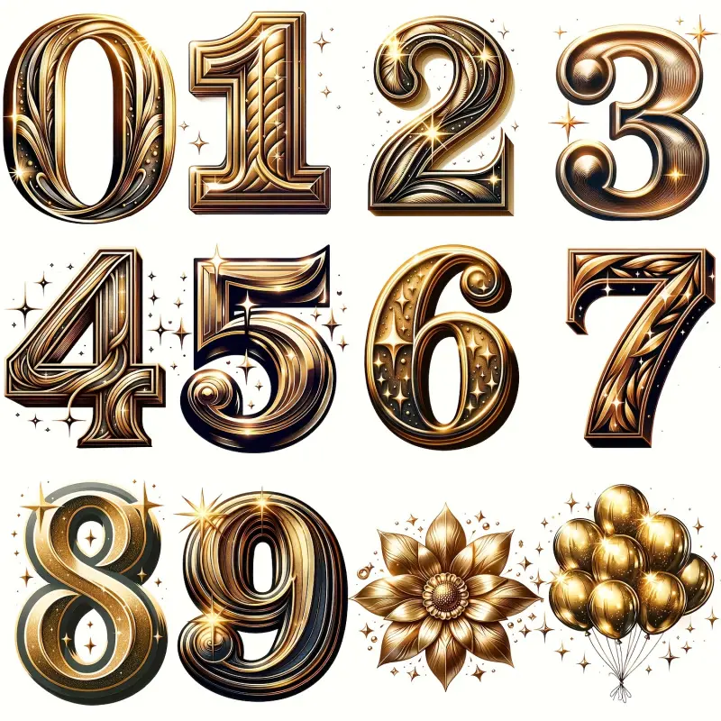 12pcs Gold Birthday Queen Heat Transfer Patches - Vibrant DIY Iron-on Stickers for T-shirts, Pillows, and Clothing Decor, with Various Designs of Balloons, Stars, and Florals, Birthday Decoration.