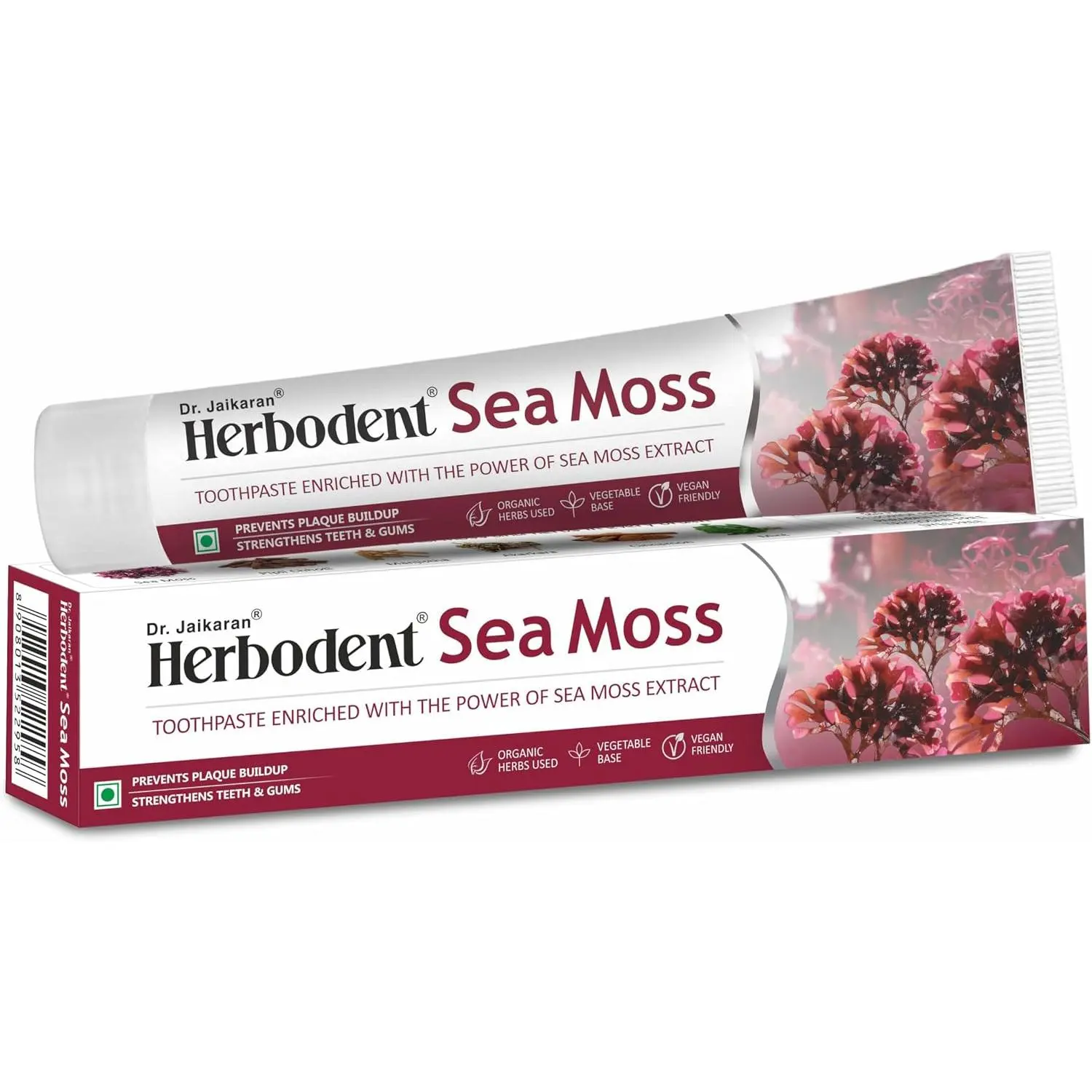 Organic Herbal Mint Sea Moss Toothpaste, 6.53oz/185g Unisex Adult Daily Oral Care, SLS-, Dye-, Fluoride-, Paraben- & Triclosan-Free, Supports Nasal & Oral Needs