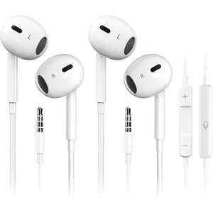 Wired Earbuds,【Ultra Clear Calls & no Noise】 Headphones Earbuds Wired 3.5mm, in-Ear Earphones with Mic, Compatible with iPhone/iPad/Android/Laptop/PC 【2 Pack】