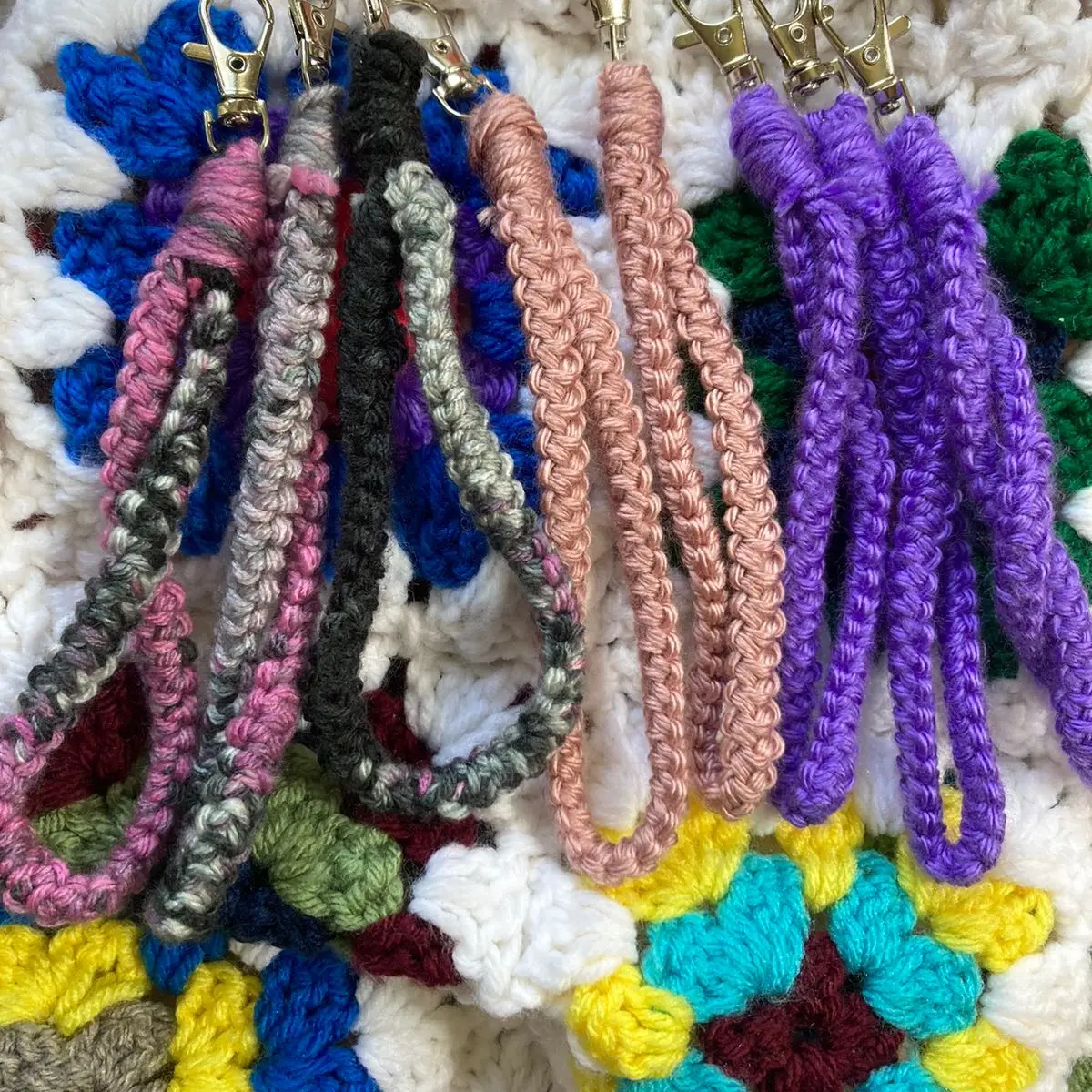Crochet keychain wristlet