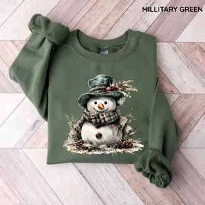 Christmas Snowman Sweatshirt, Cute Snowman Shirt, Womens Xmas Season Shirt, Cute Winter Gift Cotton Fabric