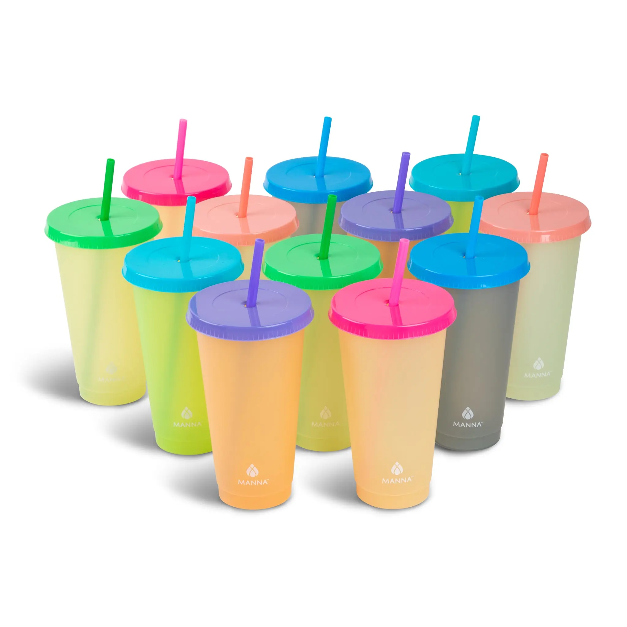 Kitchenware 24-Piece Reusable Washable Water Bottles & Tumbler Set, Funky Temp-Shift Colors Drinkware