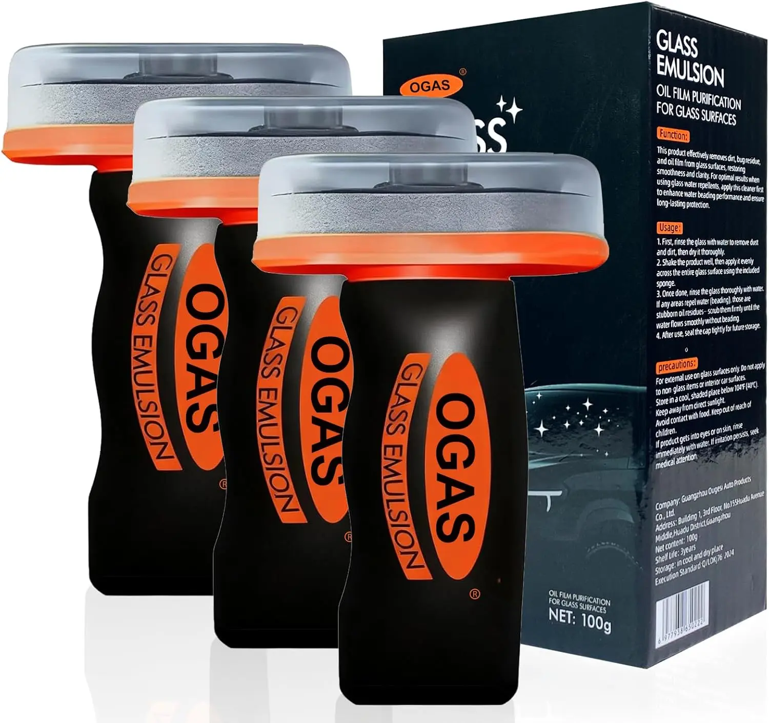 Glass Cleaner-auto glass cleaner& glass emulsion, Removes Tough Grease, Grime, Oil Film, and Water Spots for Car