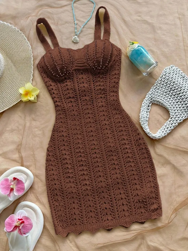 brown crochet beach dress Cozumel Dress main image 1