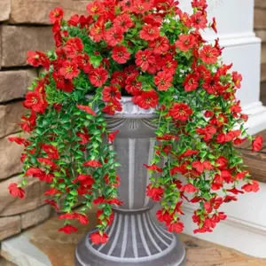 4 Piece Artificial Eucalyptus Violet Vine, Hanging Silk Colorful Daisy for Fake Plants Spring Summer Decor, UV Resistant Outdoor Flower, Plastic Faux Flowers, Plastic Flower Decoration