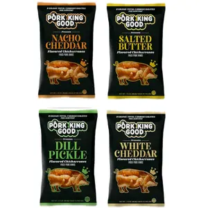Pork King Good Flavored Chickahrones - Nacho Cheddar, Salted Butter, Dill Pickle, White Cheddar - 0g Total Carbohydrates 4-pack