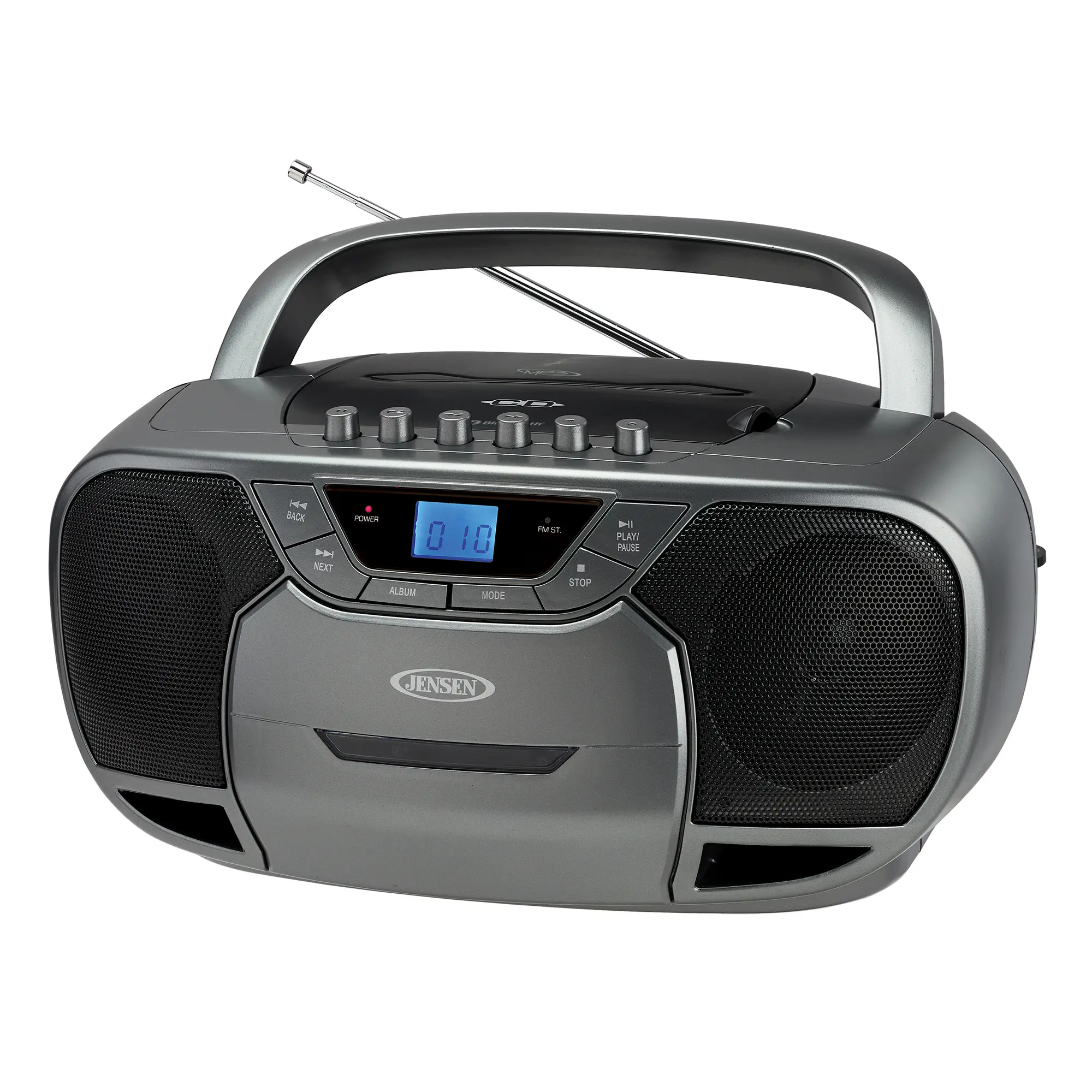 Jensen CD-590GR Portable Bluetooth Stereo MP3 Compact Disc Cassette Player/Recorder with AM/FM Radio