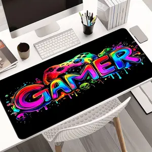 1pc Extra Large Gaming Mouse Pad - Non-Slip Rubber Base, Gamer Desk Mat with Neon Glow-in-the-Dark Effect, Washable Surface for PC, Office, Home - Ideal Gift For Gamers & Tech Enthusiasts, Office Accessory, Gaming Room Accessories