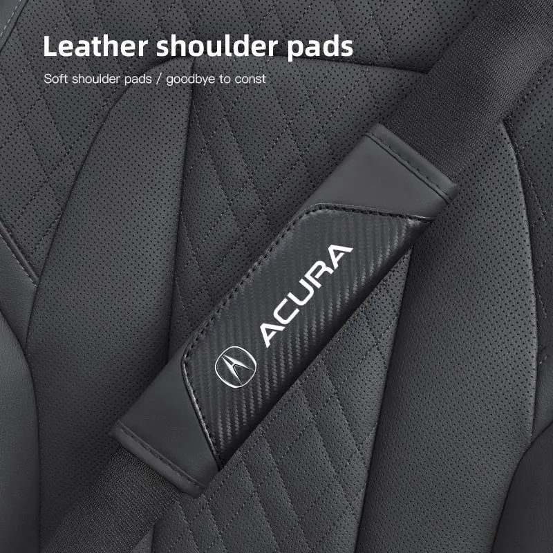 2pcs Car Seat Belt Cover Leather Shoulder Pad Accessories For Acura TSX RSX MDX RLX RDX Integra CDX TLX-L NSX ILX TLX ZDX