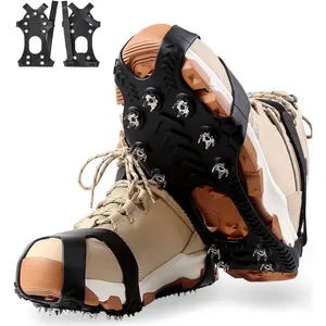 11 Spikes Crampons, Upgraded Version Stainless Steel Anti-Slip, Ice Cleats Grips for Hiking Shoes and Boots, Hiking Fishing Walking Mountaineering