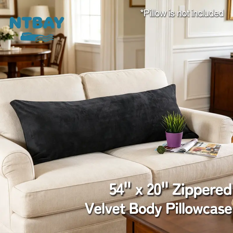 NTBAY Velvet Body Pillow Cover, 20"x54" Super Soft Plush Long Pillowcase with Hidden Zipper, Warmth & Cozy for Side Sleeper, Subtle Sheen, Non-Irritating, Gift Ready, Machine Washable, Oeko-Tex