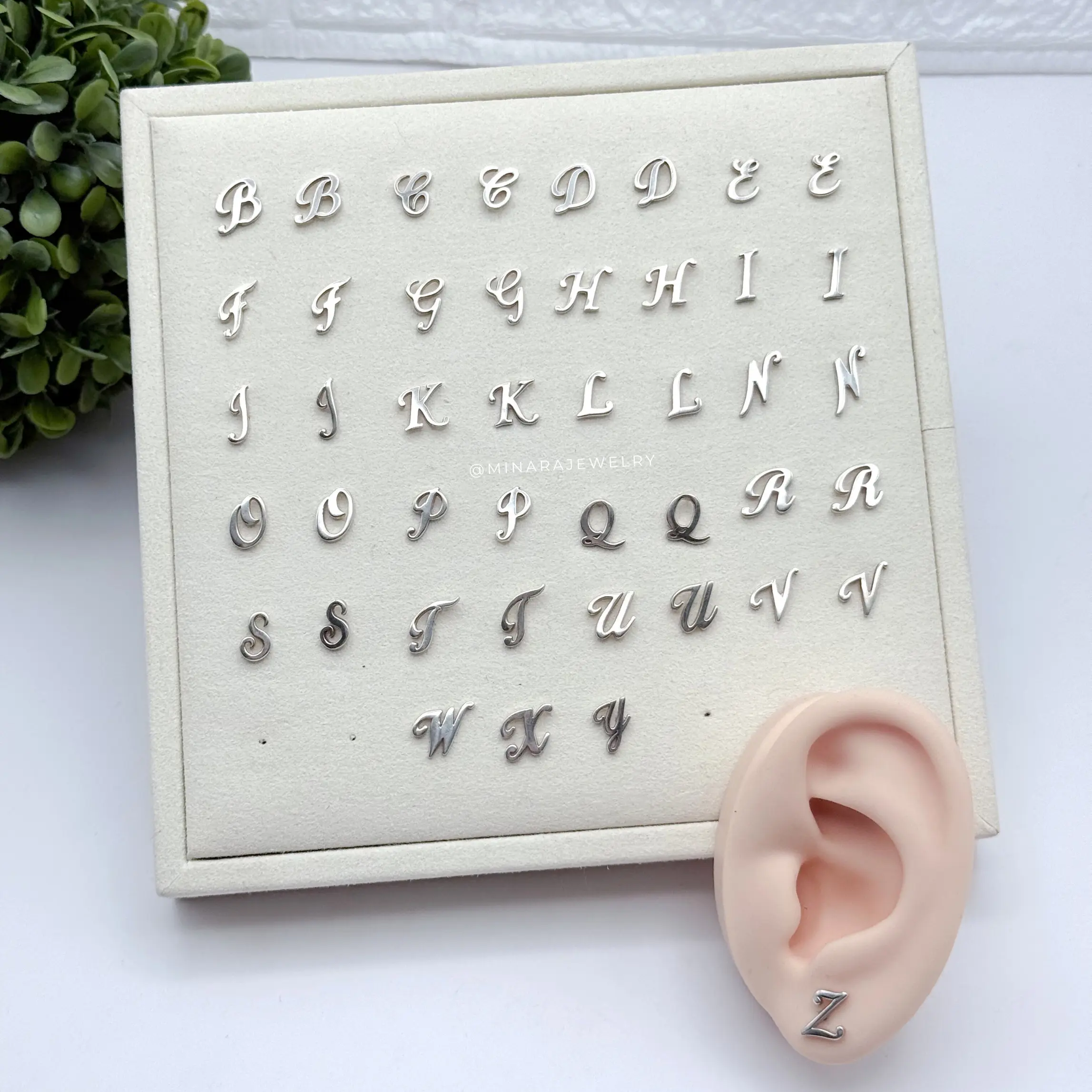 950 Silver INITIAL EARRINGS - Luxurious & Elegant Design for Casual & Formal Wear - Versatile Jewelry Accessory