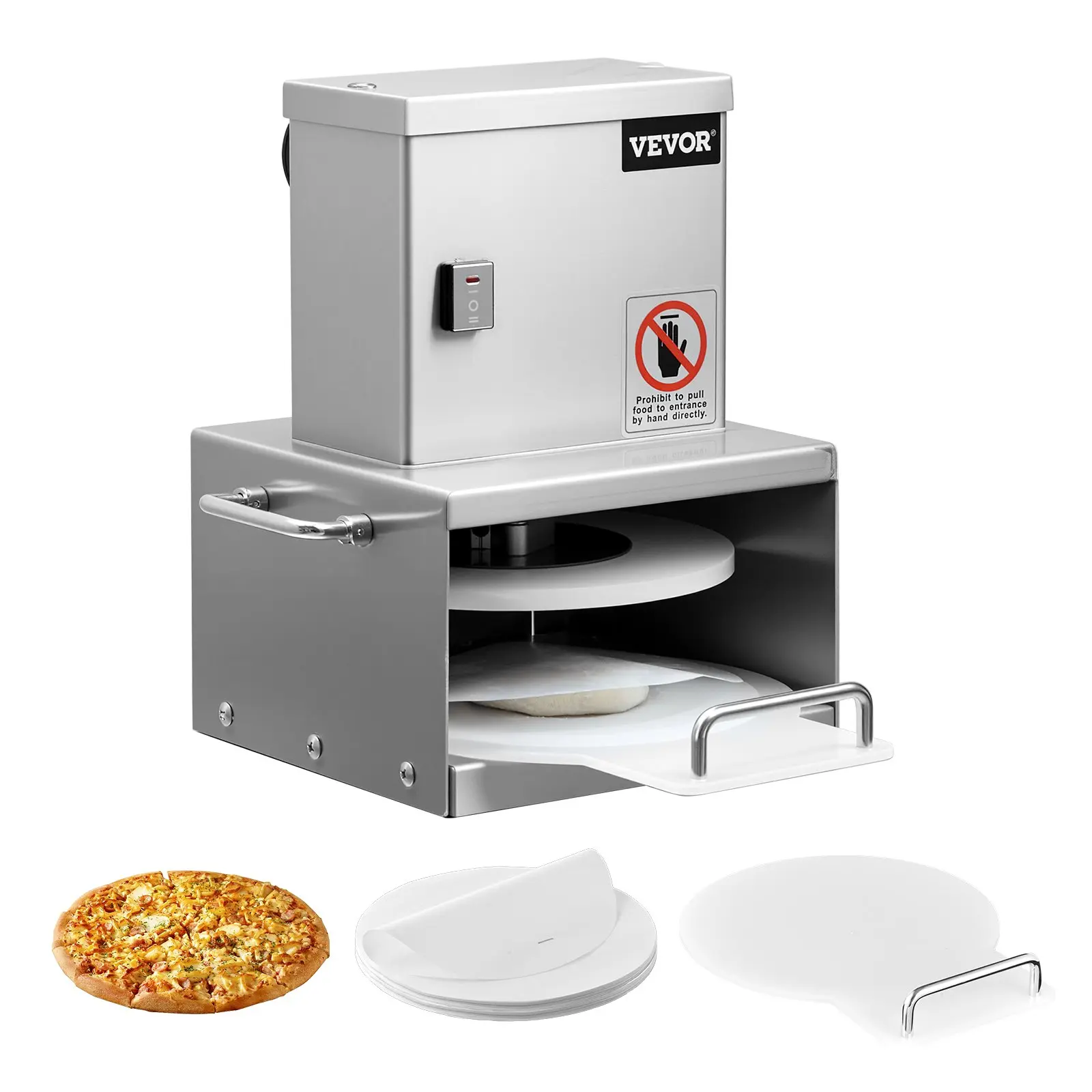 【FathersDayGift】 VEVOR Electric Pizza Dough & Tortilla Press Machine, 6-in Stainless Steel Press Plate, Adjustable Thickness Commercial Forming Tool, Includes 100 Pcs Parchment Paper