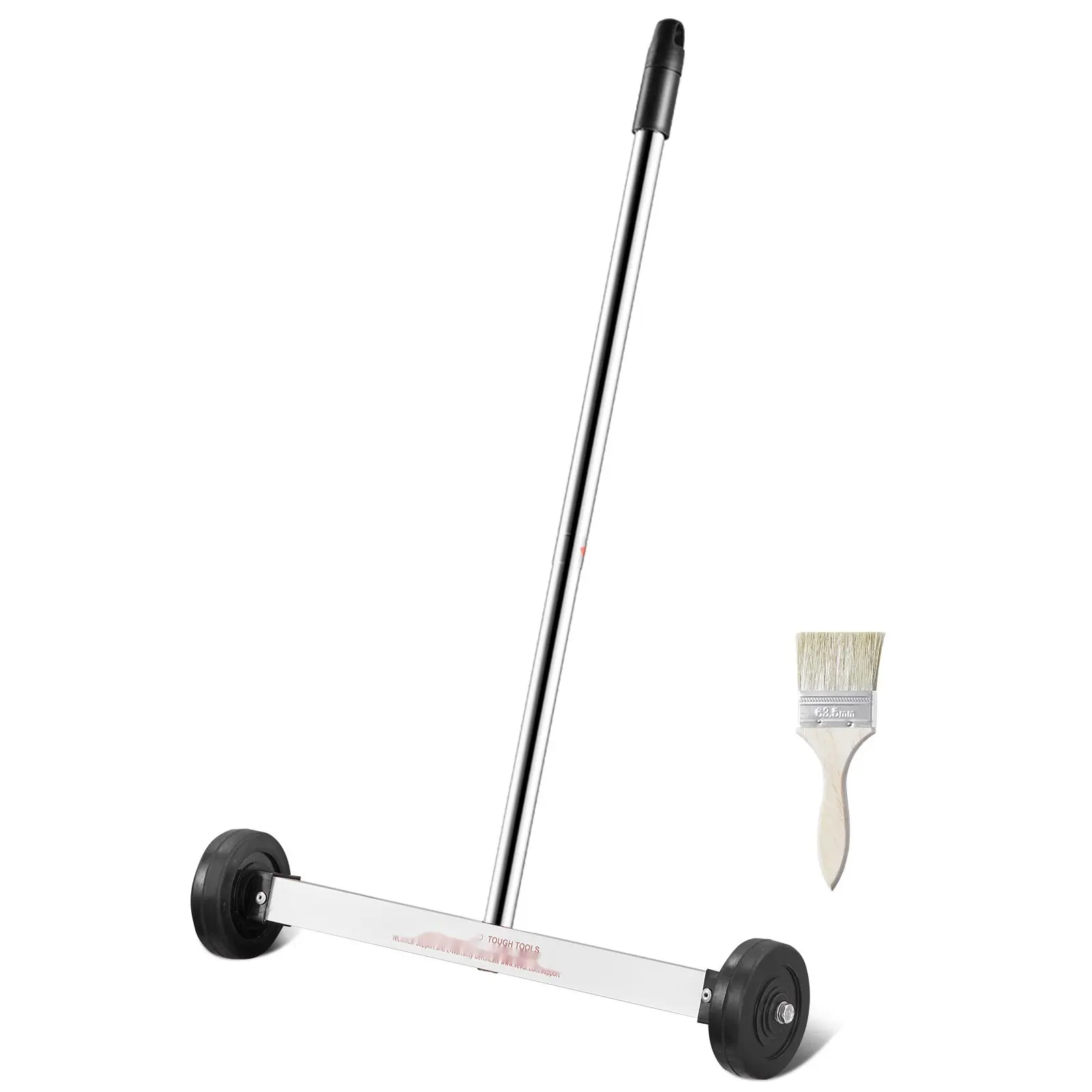 Magnetic Sweeper With Wheels 15-Inch Mini 8-Pound Capacity, Adjustable Handle, Lightweight Steel Frame, Durable Magnetic Brush For Picking Up Nails, Screws, Pins, Staples And Small Metal Debris From Concrete, Tile, Wood Floors