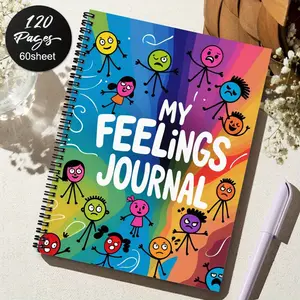 A mental health spiral notebook diary, suitable for both men and women, designed to relieve anxiety and depression, promote self-care, track emotions, and reflect on goals, Travel Diary Notebook, Workbook Journal