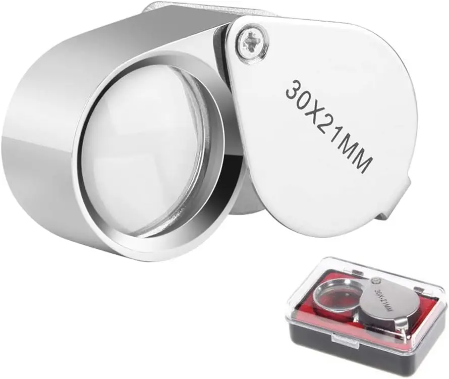 Pocket  Loupe 30x 21mm Jewelers Loop Eye Magnifying Glass Foldable Magnifier