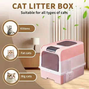 Extra Large Cat Litter Box, Enclosed, Litter Box Enclosure, Easy Clean, Odor Control, Leak-Proof, Pull-Out Design, Comfortable Pet Toilet for Cats