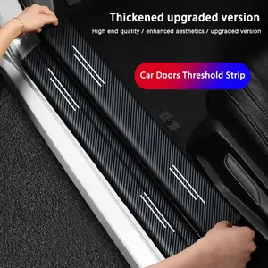Car Door Sill Protector Carbon Fiber Leather Strip, Rear Bumper Guard Sticker, Durable Car Protection Accessory, Easy Installation