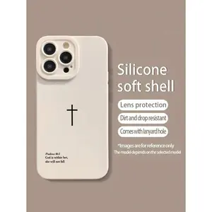 Cross Design Beige Minimalist Shock-Resistant Thick Phone Case Cover, Compatible With Iphone 16/16Pro/16ProMax/16Plus, IPhone15 XR/7/8, IPhone15ProMax, IPhone13ProMax/14ProMax, 13/14/11/12P/14, A134G/A22/A21S/A514G/A52/S22Ultra, Redmi 10/Nofor Samsung S25