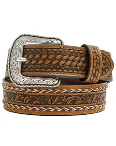 Cody James Boys' Classic Buck Tooled Inlay Belt - Cjbsu26bt2-Tan