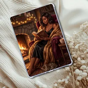 Fireside Reader Black Girl Insert: Kindle or eReader Decor for Book Lovers