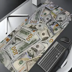 Funny Money Print Large Gaming Mouse Pad,Aesthetic Desktop Decoration Drotection Pad,Washable Rubber Pad Non-Slip Lock Edge Multi-Size Mouse Pad Suitable For Home Office,Desk Accessories,Good Gift for Family and Friends